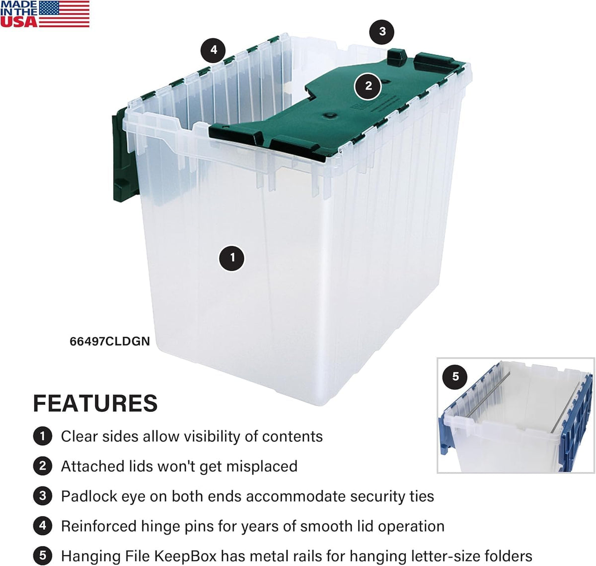 Akro-Mils KeepBox 18 Gallon Storage Container, Nesting and Stackable Plastic Storage Box with Lid