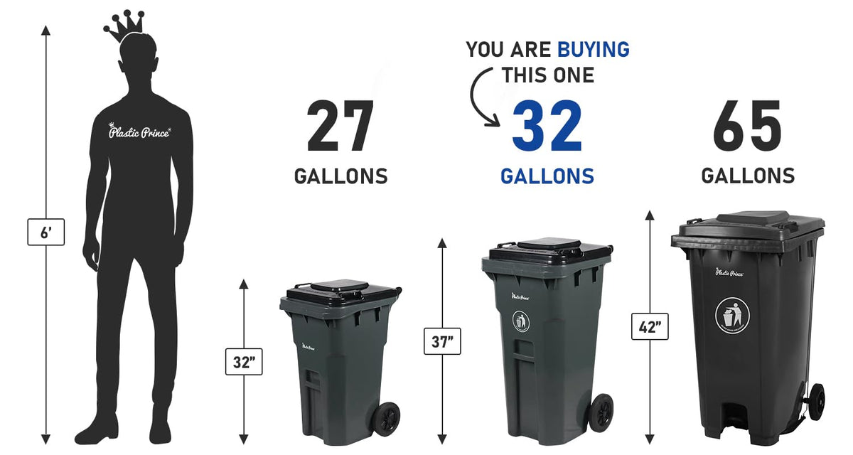 32 Gallon Trash Can with Wheels Outdoor Trash Can with Lid and Wheels Heavy-Duty Trash Bin for