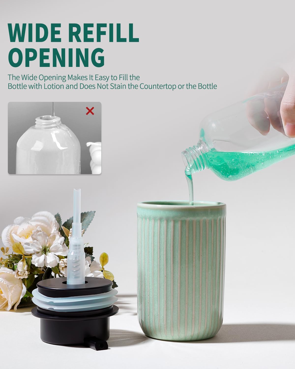 BosilunLife Dish Hand Soap Dispenser - Liquid Pump Soap Dispenser for Bathroom Deco Light Green