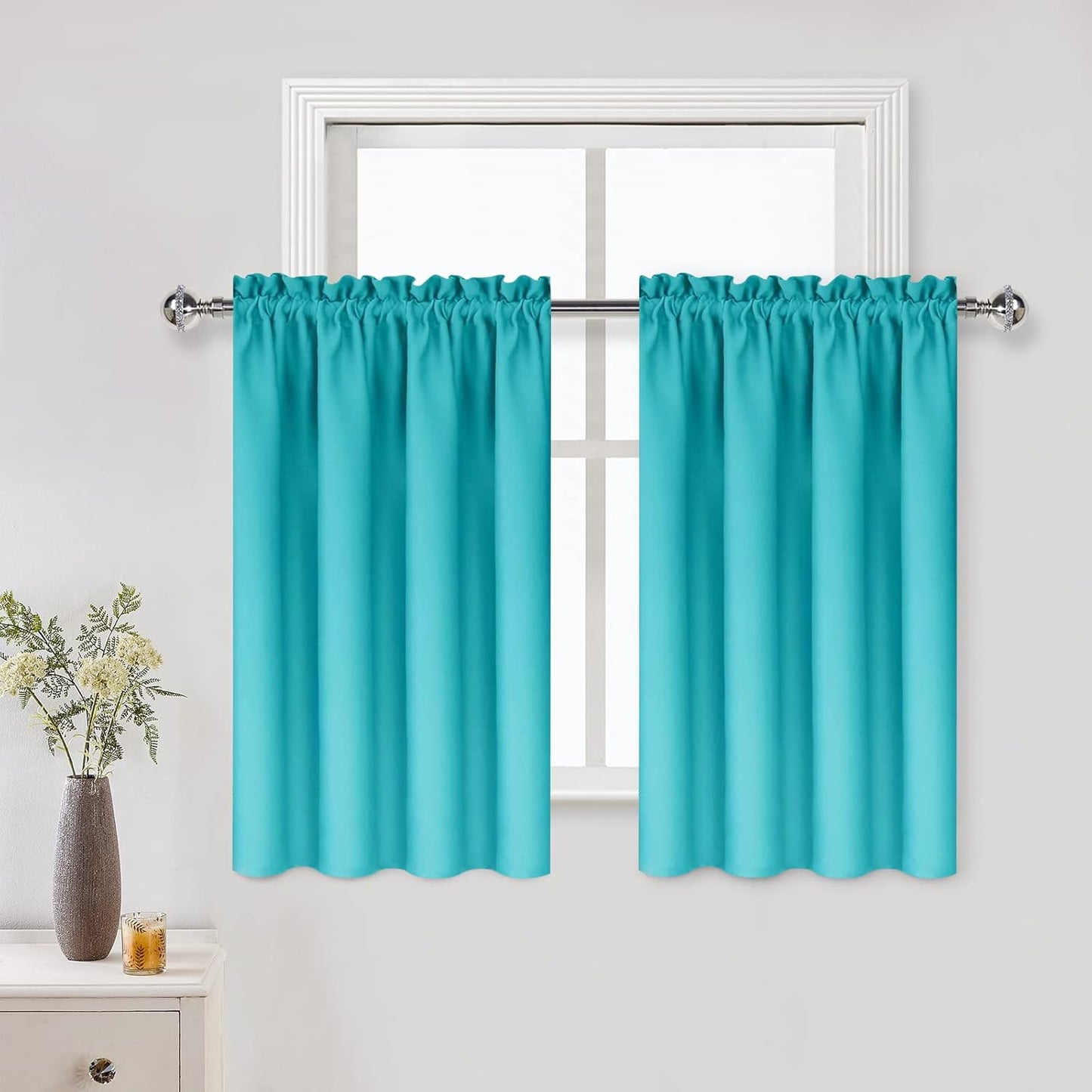 DWCN Thermal Short Blackout Curtains for Bedroom/Kitchen, Energy Saving Room Darkening Curtains for