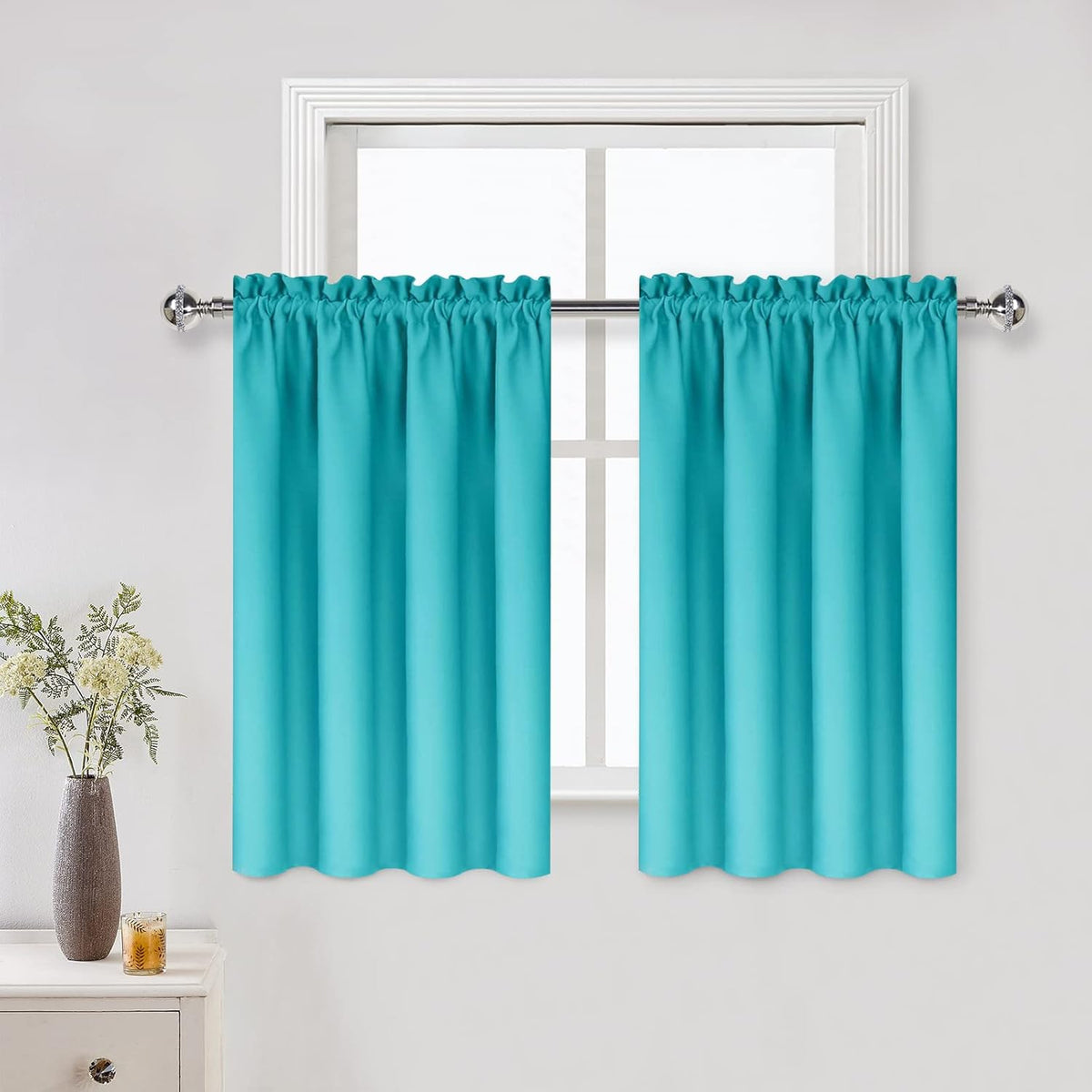 DWCN Thermal Short Blackout Curtains for Bedroom/Kitchen, Energy Saving Room Darkening Curtains for