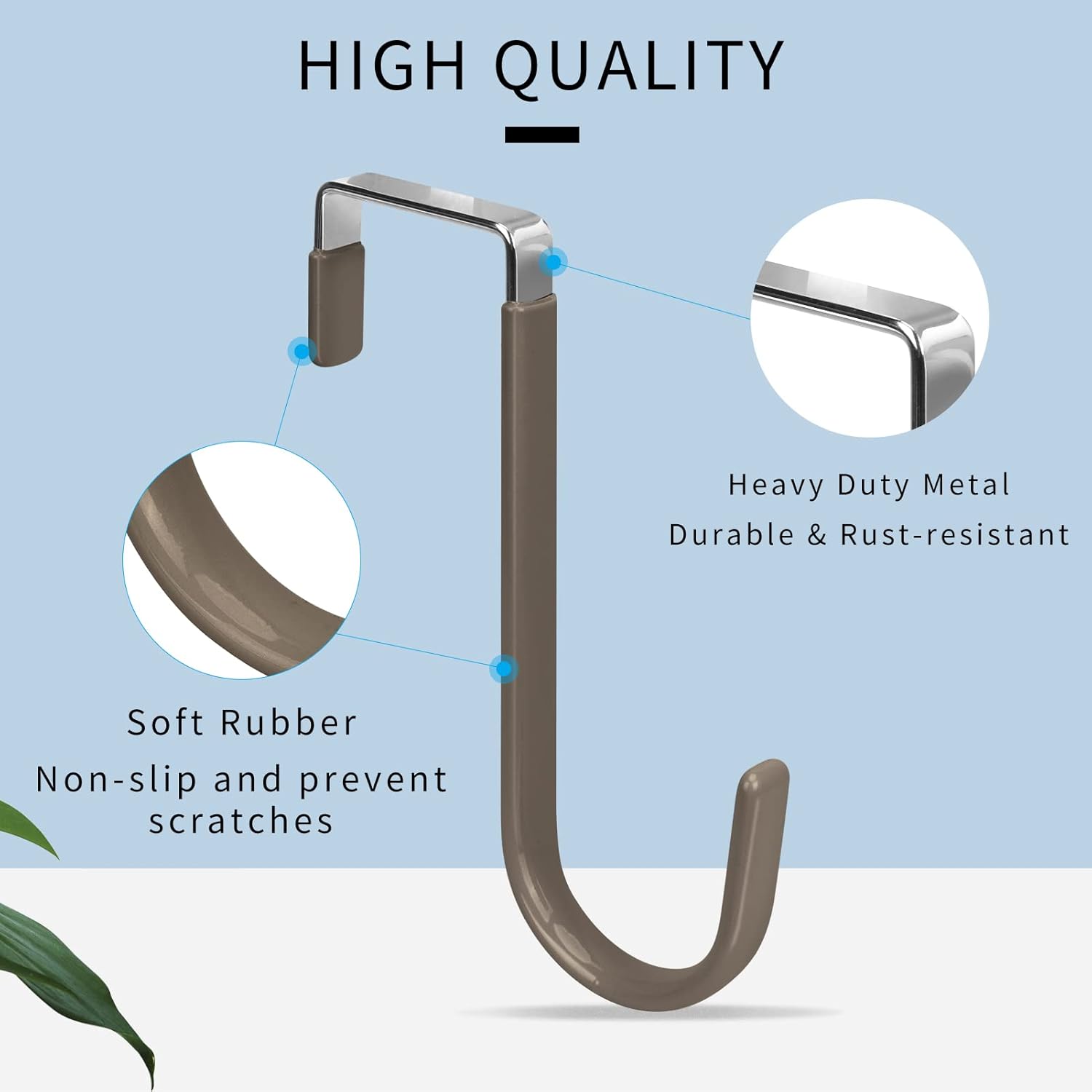 FYY Over The Door Hooks, 4 Pack Door Hangers Hooks with Rubber Prevent Scratches Heavy Duty