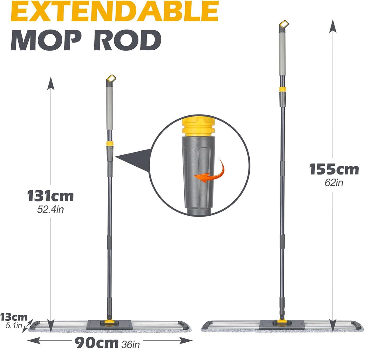 MASTERTOP Commercial Mop, 36'' Large Dust Mop,Heavy Duty Industrial Push Mops with 3 Reusable