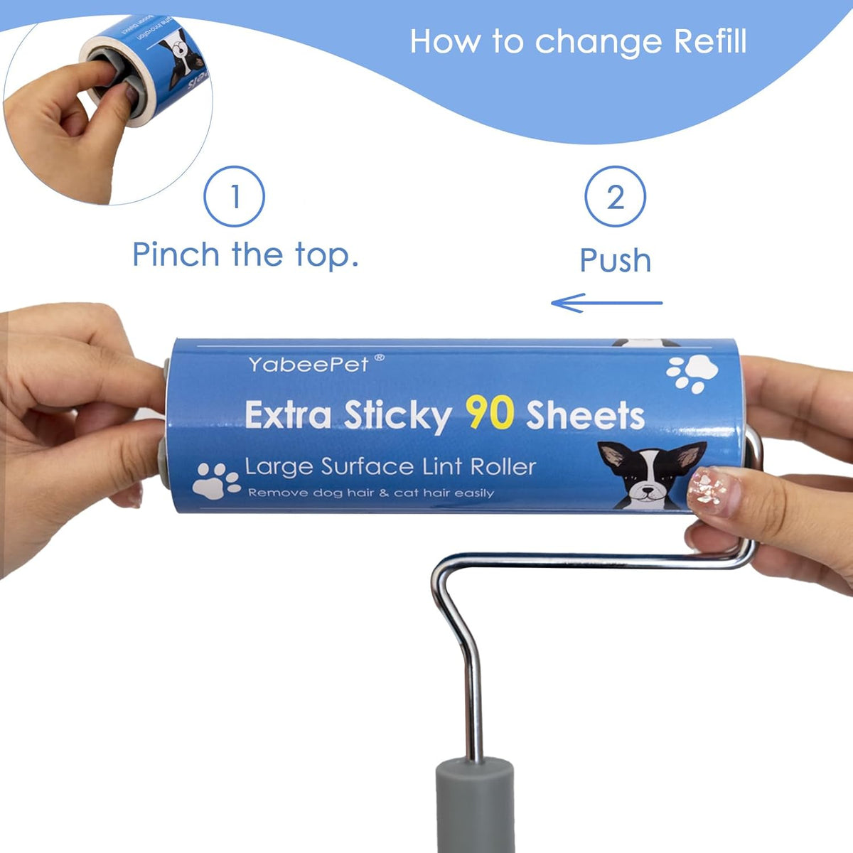 Extra Sticky Large Lint Roller Refills, 6.3'' Giant Lint Roller Refills for Pet Hair