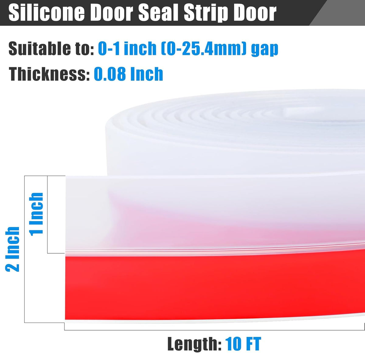 Draft Seal Tape for Doors and Windows 2 in x 10 Ft Silicone Weather Stripping Extra Thick 2mm Door