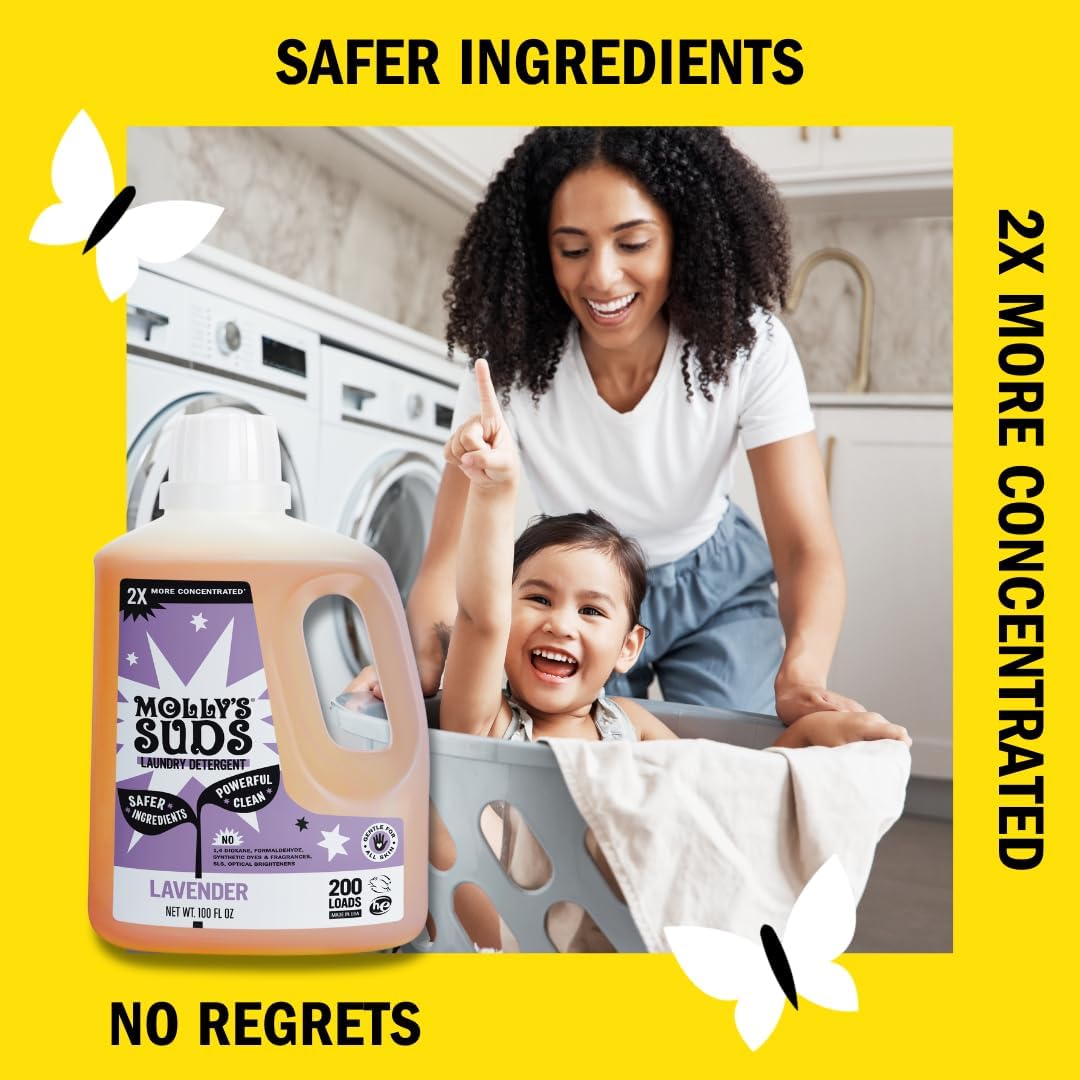 Molly's Suds Liquid Laundry Detergent | Clean Laundry Detergent Soap for Sensitive Skin | 2x