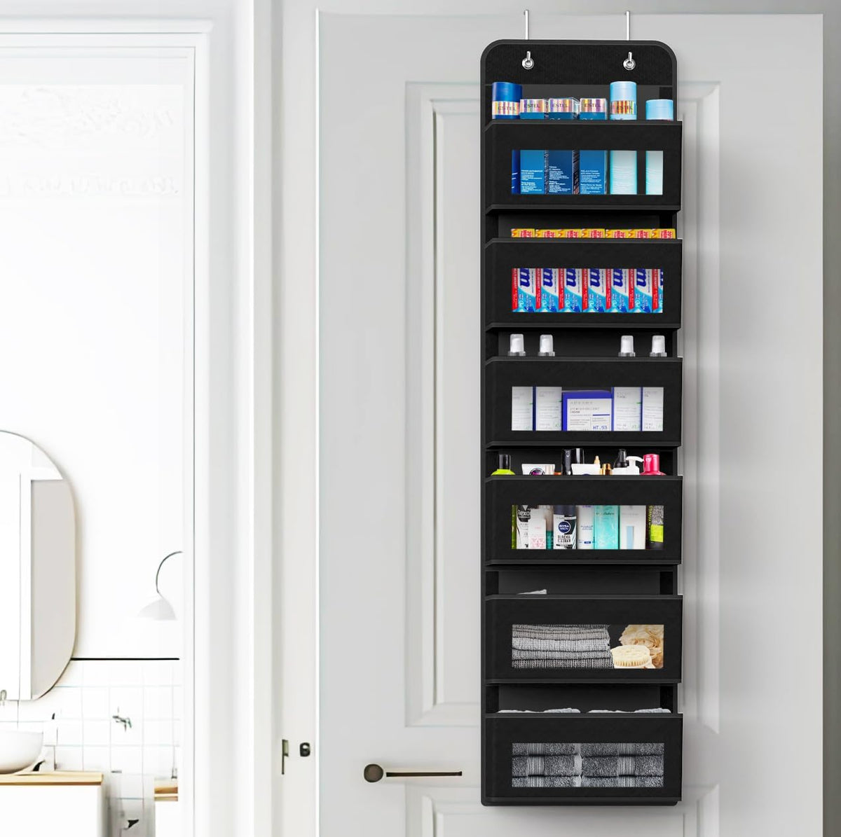 Simple Houseware 6 Clear Window Pocket Over Closet Door Storage Hanging Organizer for Bedroom