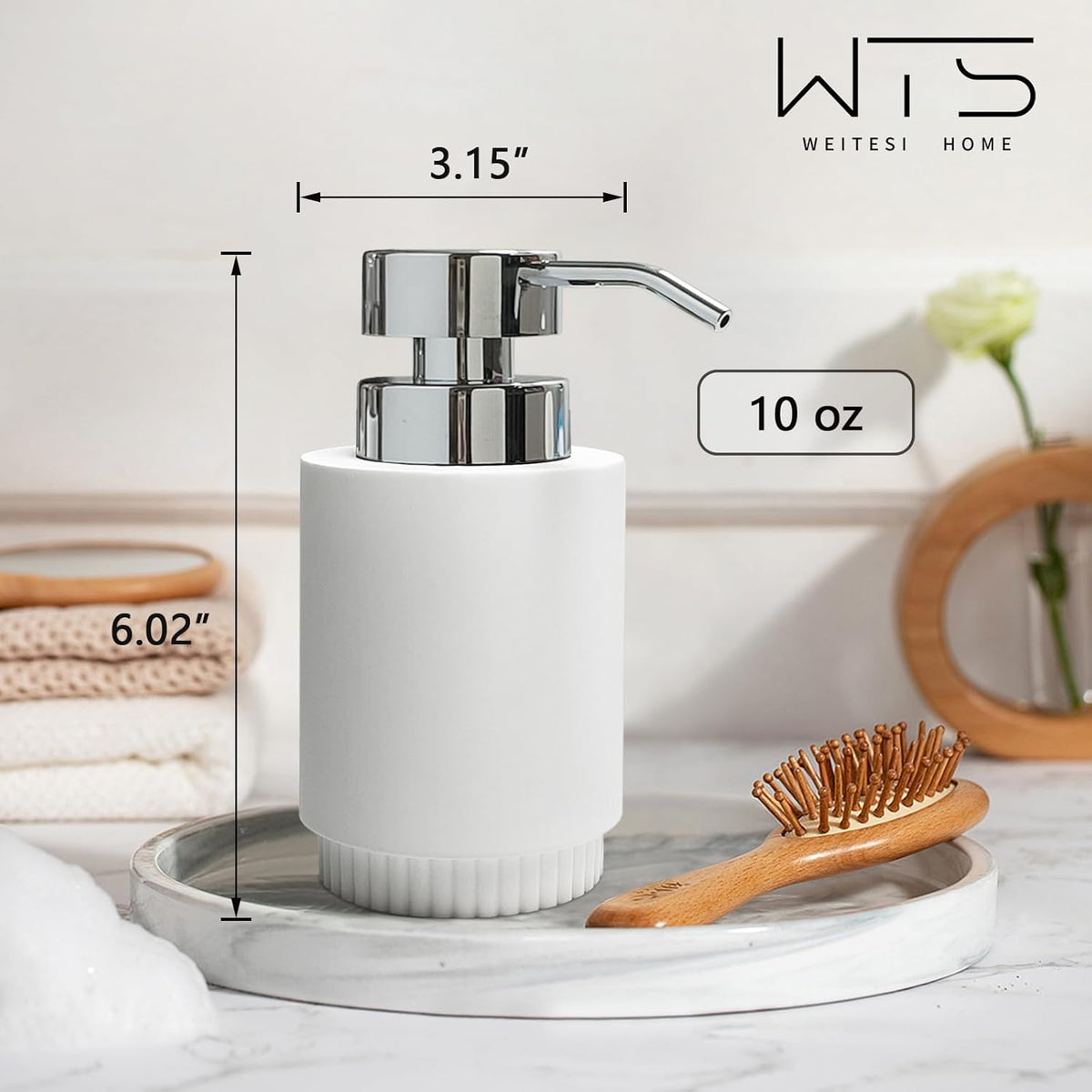 Resin Soap Dispenser for Bathroom, Hand Lotion Liquid Dispenser Easy-to-Press with Reusable Plastic