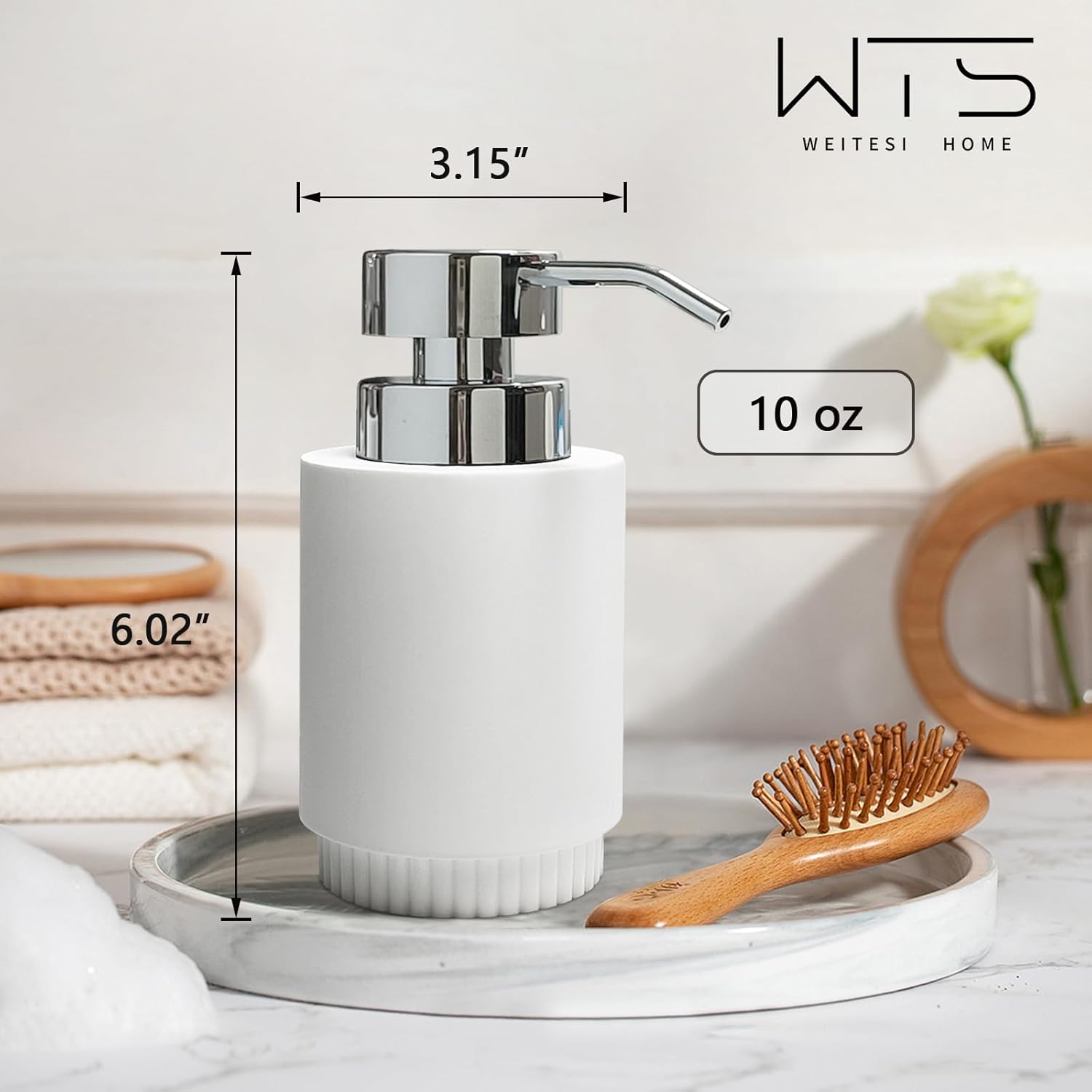 Resin Soap Dispenser for Bathroom, Hand Lotion Liquid Dispenser Easy-to-Press with Reusable Plastic
