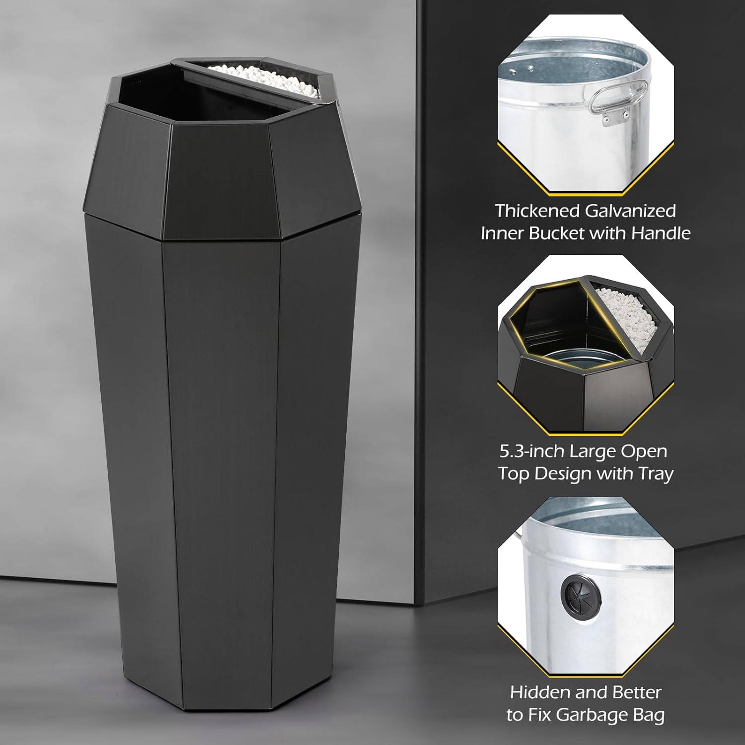Dyna-Living Commercial Heavy-Duty Trash Cans Outdoor Garbage Can with Lid Large Trash Cans with