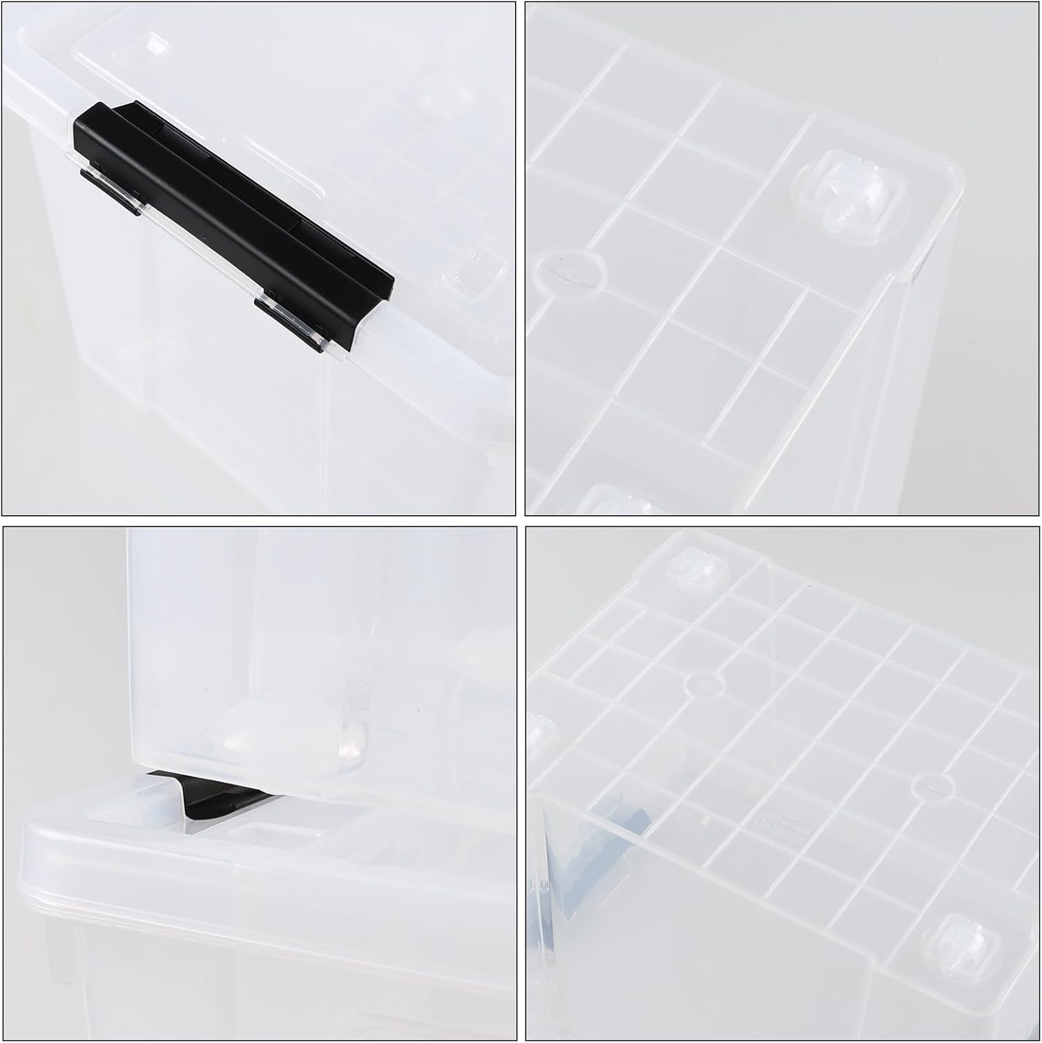 35 Quart Latching Storage Box with Wheels, See-Through Base Plastic Container Bins with Secure