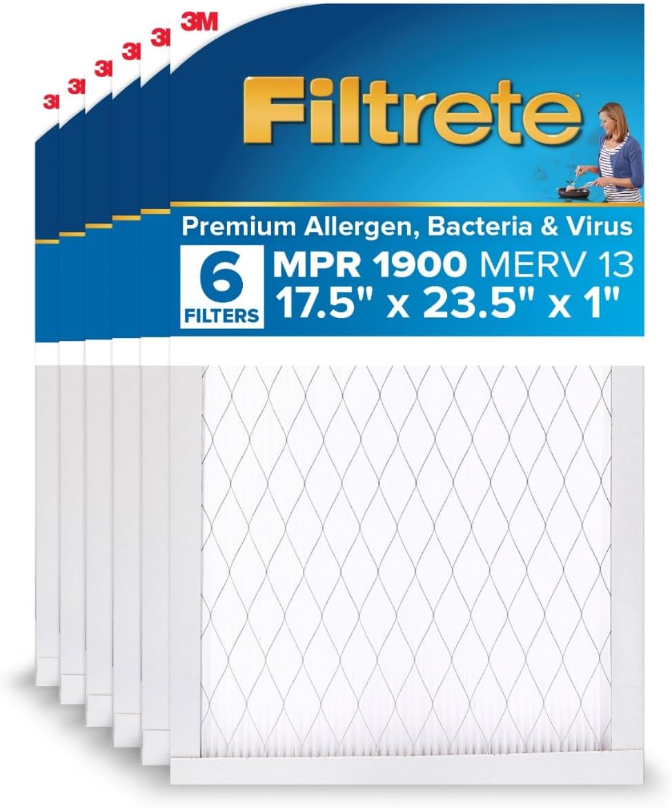 Filtrete 17.5x23.5x1 AC Furnace Air Filter, MERV 13, MPR 1900, Premium Allergen, Bacteria&Virus
