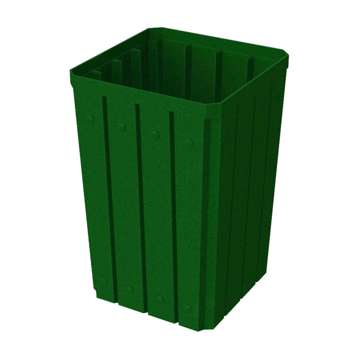 32 Gallon Square Slatted 100% Recycled Plastic Heavy-Duty Commercial Outdoor or Indoor Trash Can