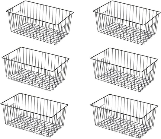 16inch Freezer Wire Storage Organizer Baskets, Household Refrigerator Bins with Built-in Handles