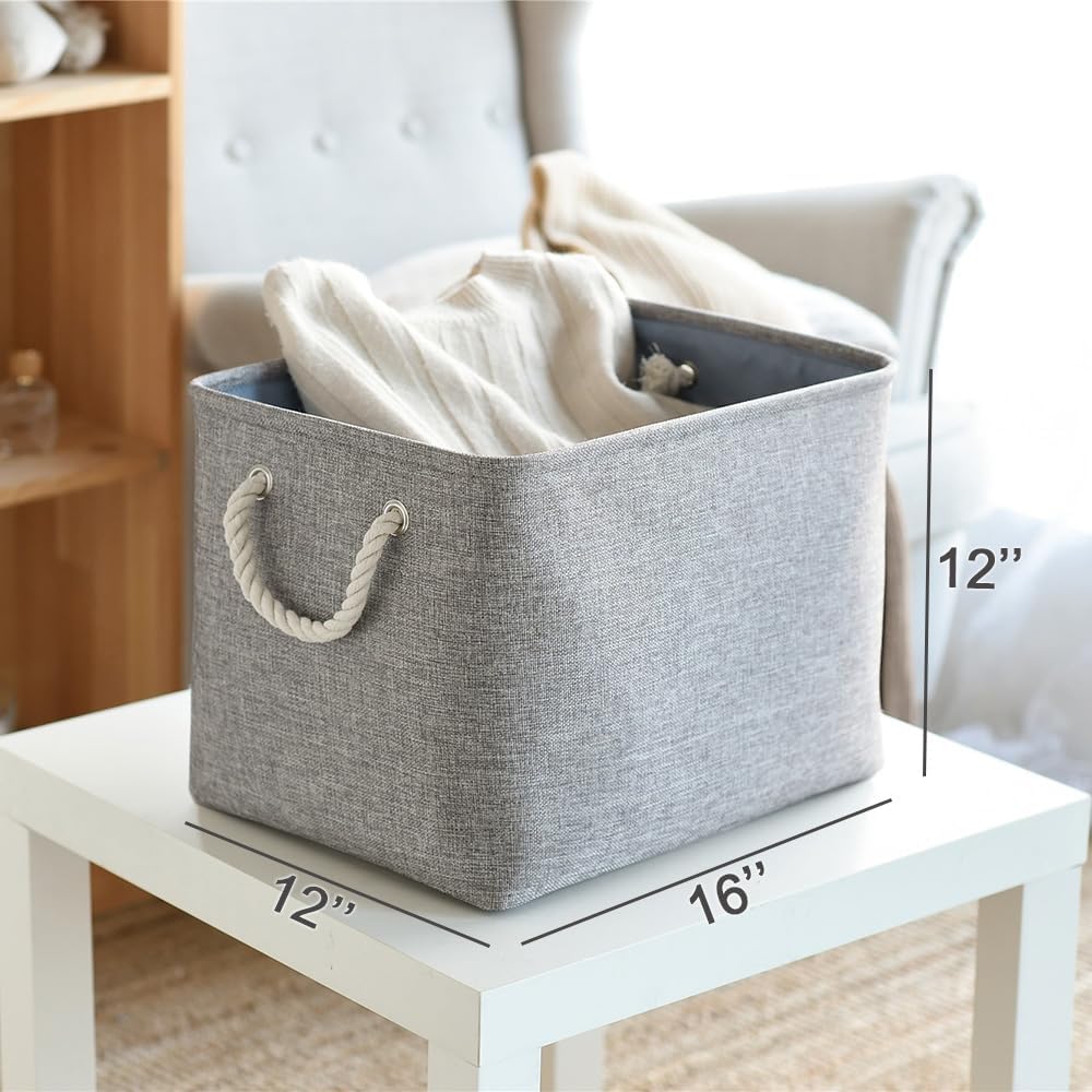 TheWarmHome Storage Basket for Organizing - 16x12x12 inch 3 Pack Fabric Storage Cubes, Cube Storage