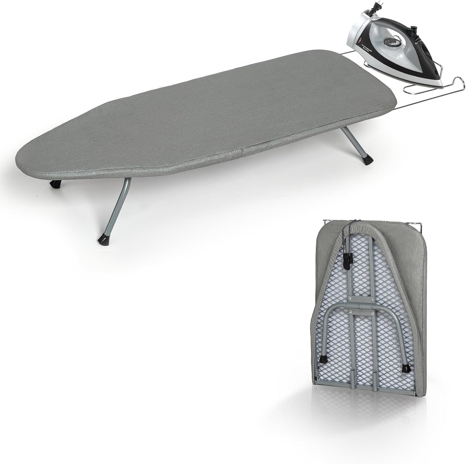 Metal Foldable Tabletop Ironing Board with Iron Rest, Portable Ironing Board Small with Heat