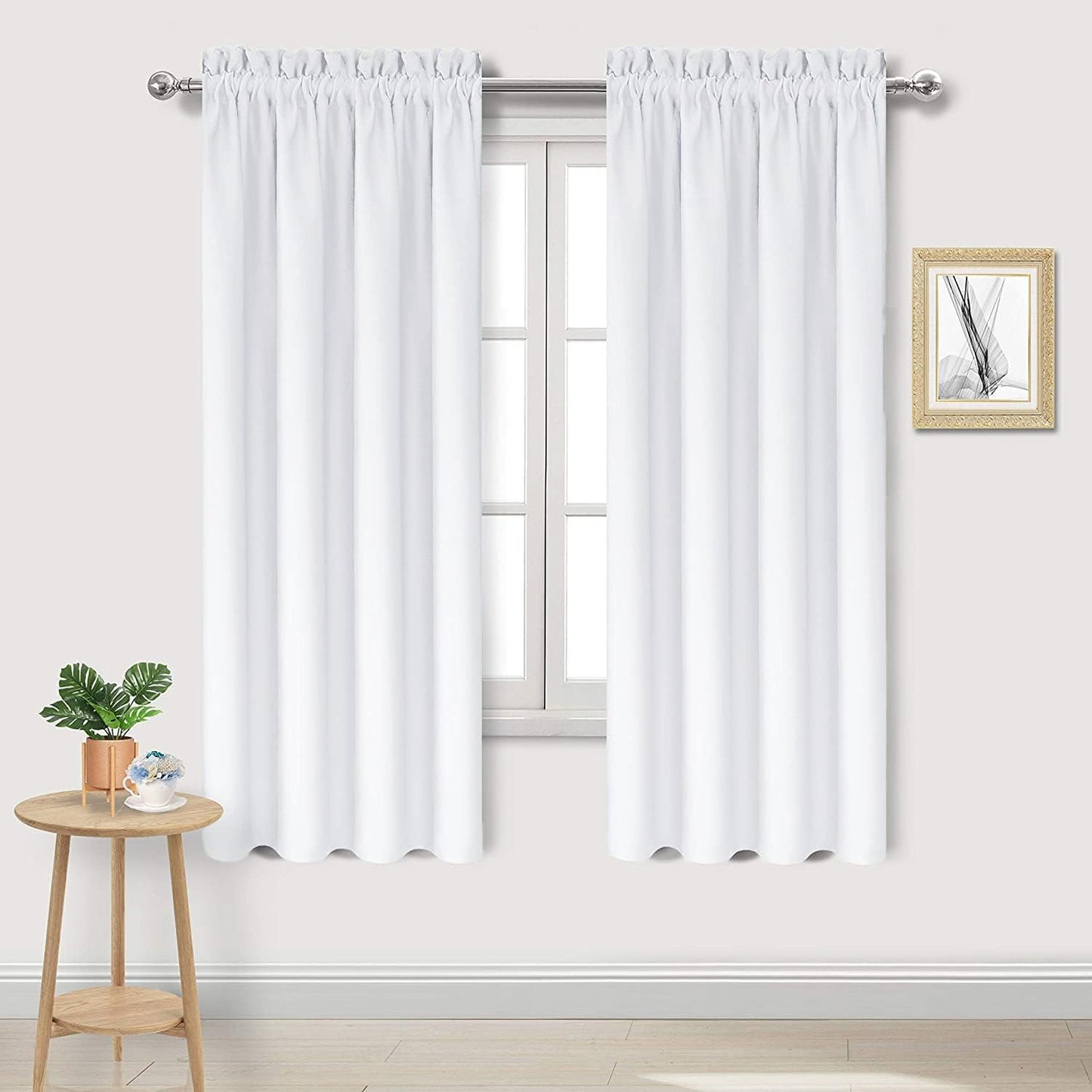 DWCN White Curtains for Living Room Thermal Insulated, 50% Light Blocking Curtains for Bedroom