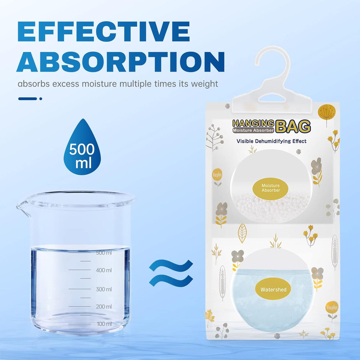 Vacplus Moisture Absorbers Packets, Fragrance Free 5 Pack, Humidity Packs, Dessicant Packets