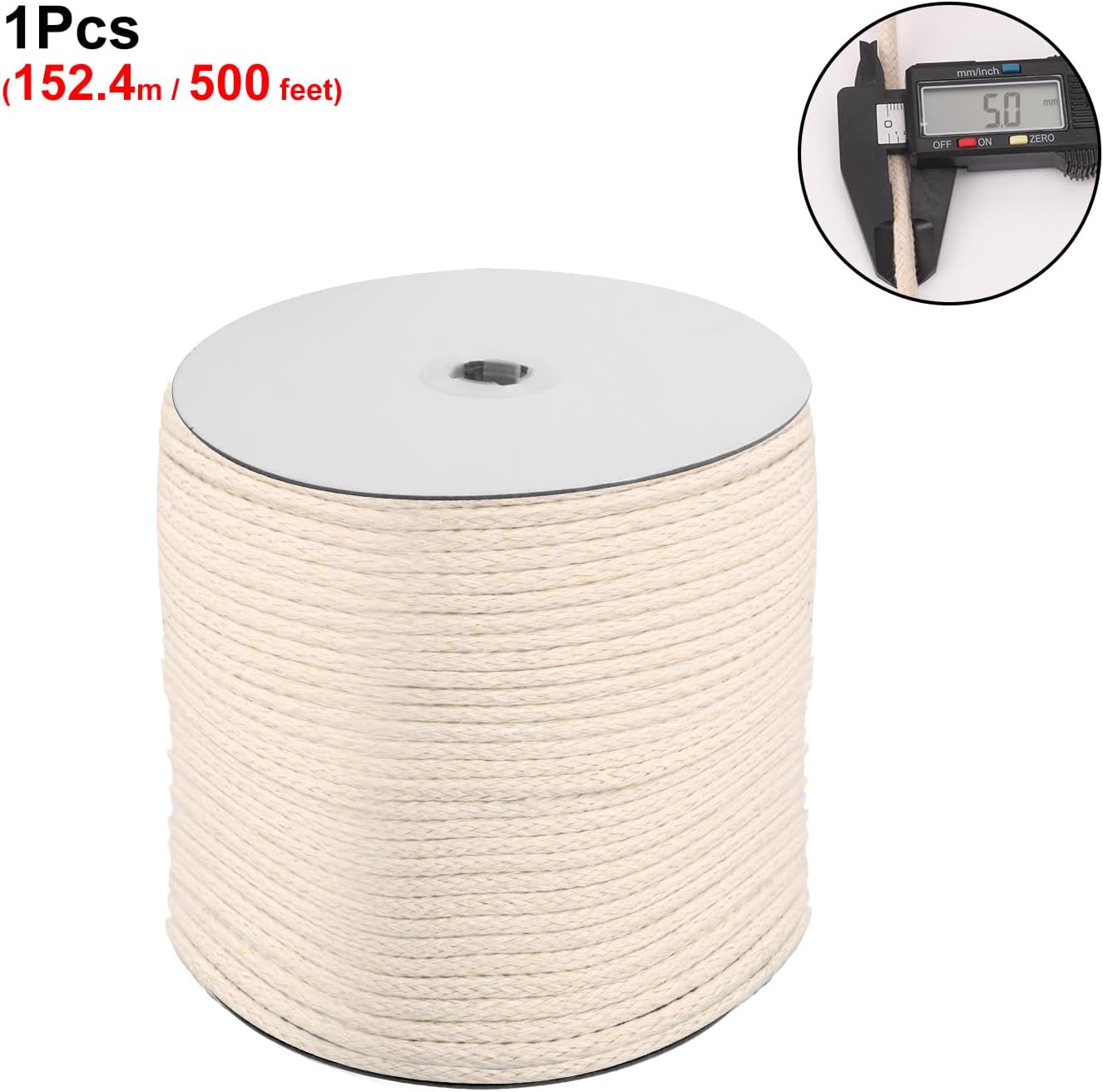 3/16 Inch Cotton Clothesline Rope - 500 Feet All-Purpose Outdoor Clothesline Rope, Soft White