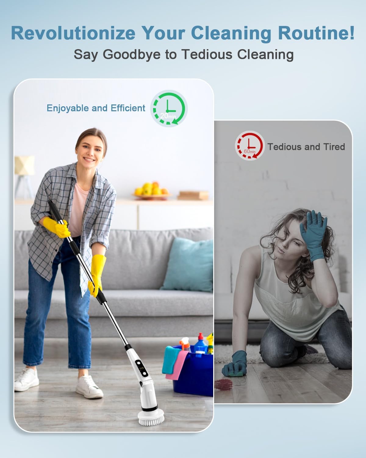 IEZFIX Electric Spin Scrubber, Bathroom Power Shower Scrubber Cleaning Brush for