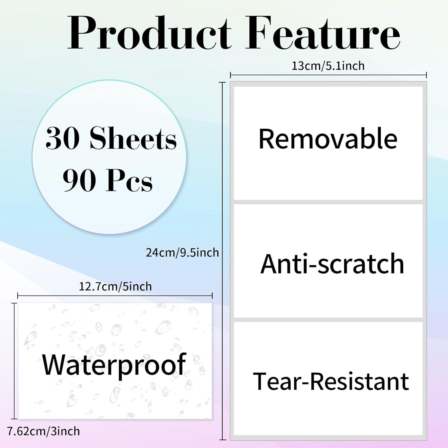 STARLIBOO Removable Colored Labels Stickers, 3X5 Inch Removable Large Label Stickers for Moving