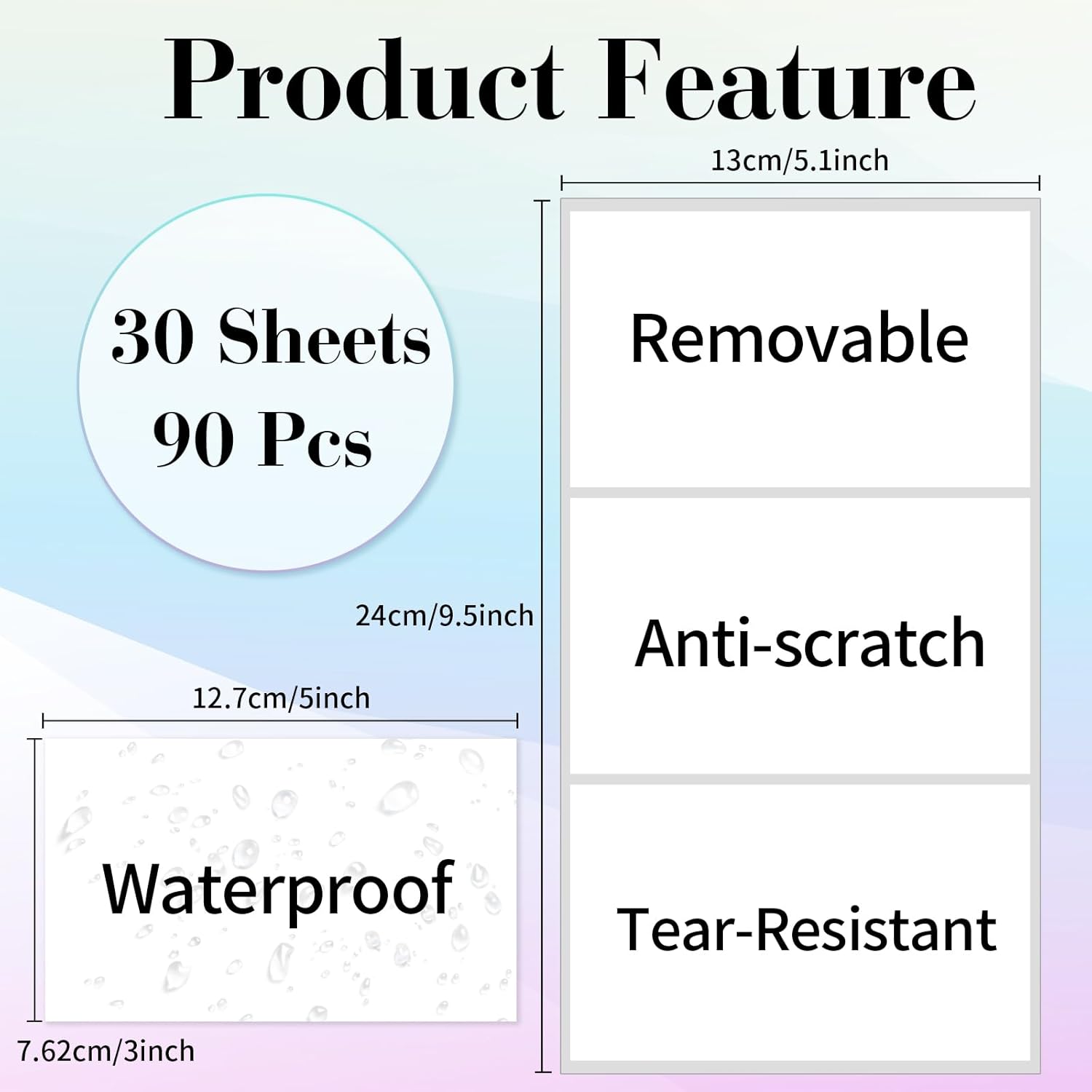 STARLIBOO Removable Colored Labels Stickers, 3X5 Inch Removable Large Label Stickers for Moving