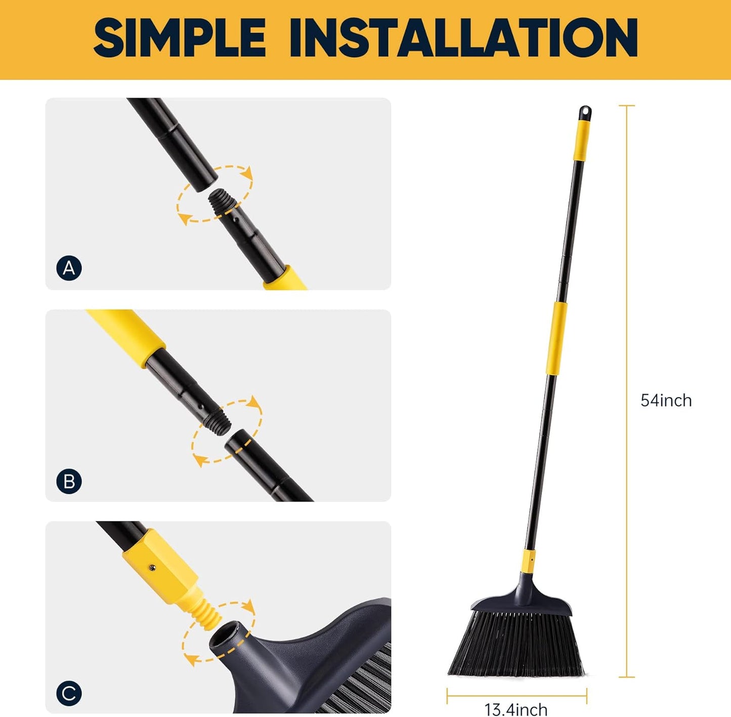 Yocada Heavy-Duty Broom Outdoor Commercial for Courtyard Garage Lobby Mall Market Floor Home