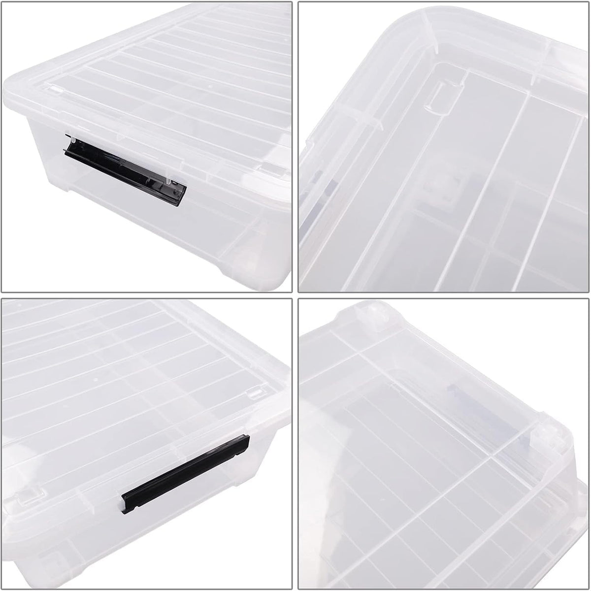 40 Quart Clear Plastic Underbed Storage Container, Wheeled Latching Storage Box for Shoes, Bags