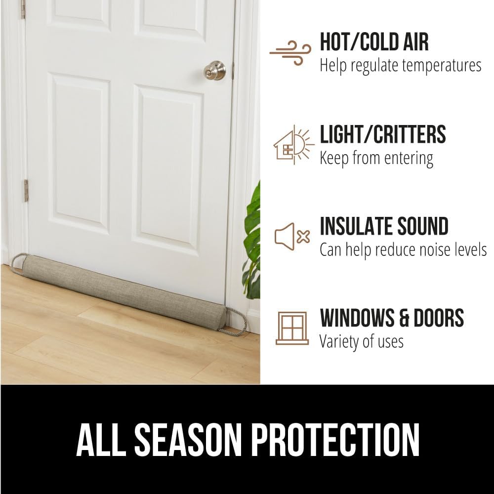 GORILLA GRIP Door Draft Stopper for Bottom of Doors, Weather Stripping Seal Blocks Hot Air, Noise