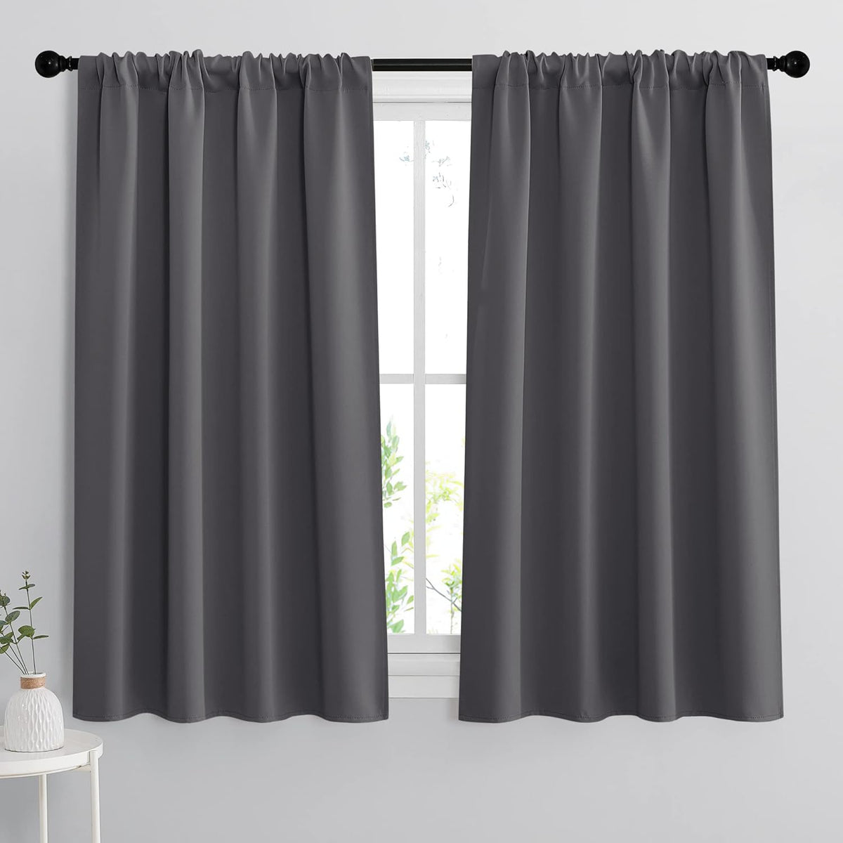 RYB HOME Grey Blackout Curtains - Thermal Insulated Noise Reducing Energy Efficiency Small Window