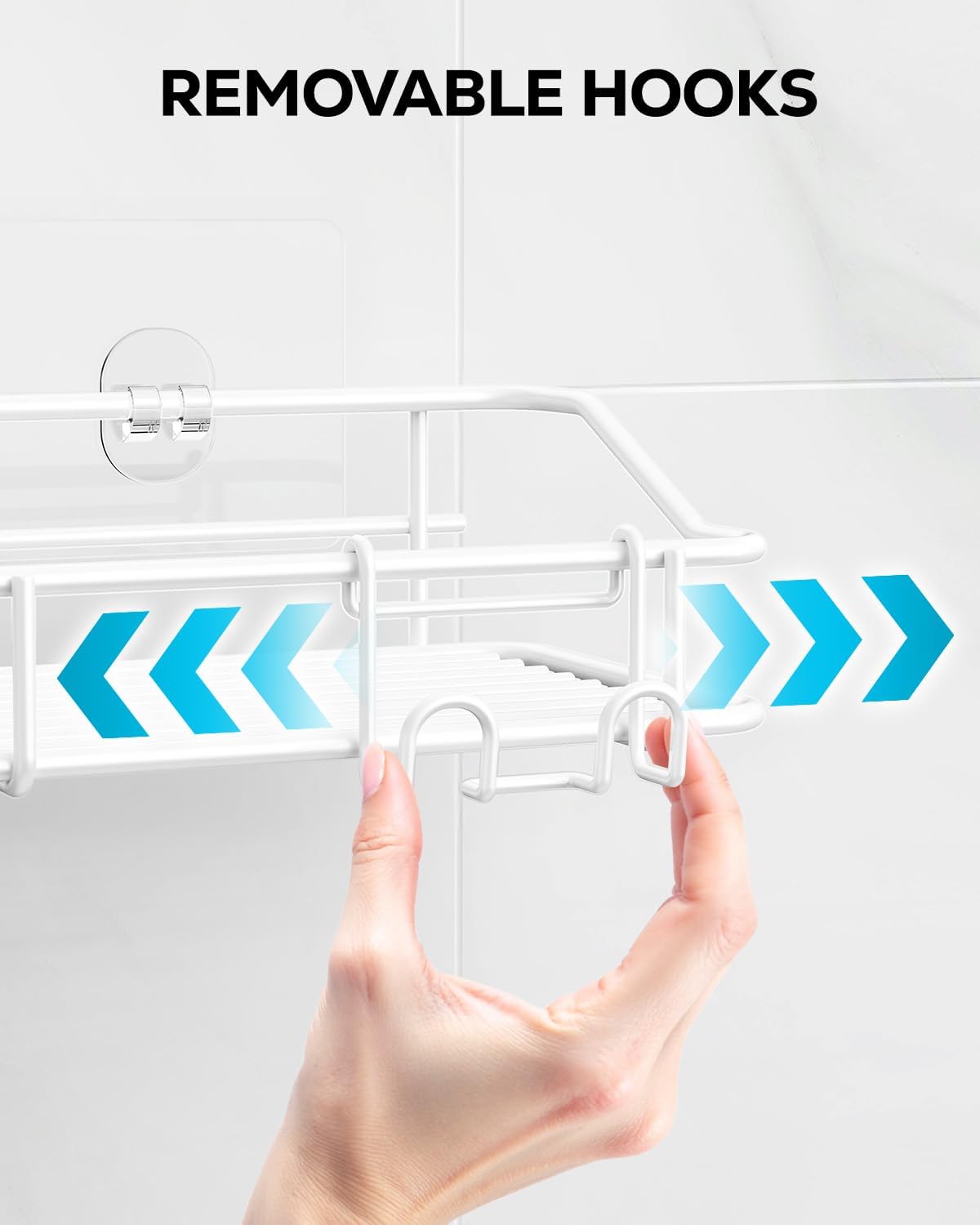 Nieifi Shower Caddy Shelf with Hooks Storage Rack Organizer Adhesive Stainless Steel Without