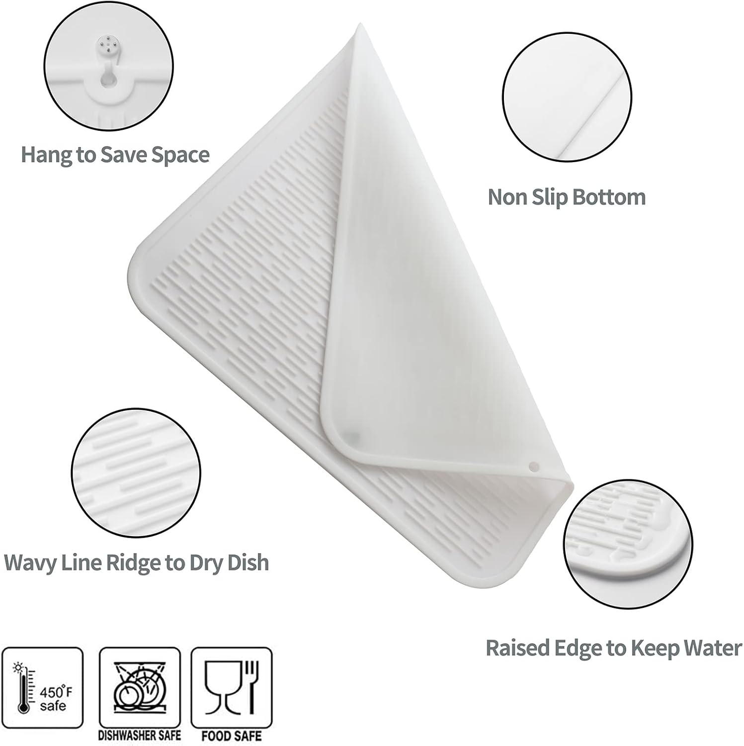 Silicone Dish Drying Mat for Multiple Usage,Easy clean,Eco-friendly,Heat-resistant Silicone Mat for