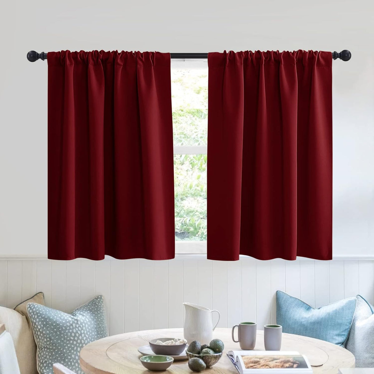 RYB HOME RV Curtains for Camper Windows - Soft Thermal Insulated Small Window Curtain Tiers for