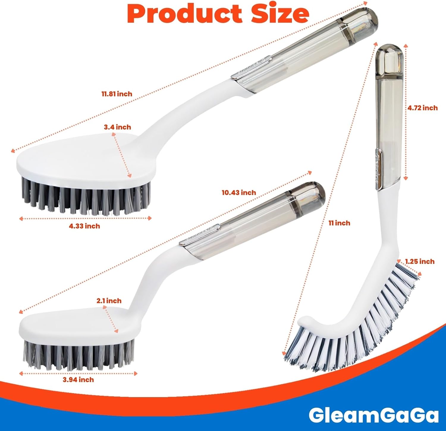 3 Pack Scrub Brush Set – Heavy-Duty Scrub Brushes for Cleaning with Handle, Cleaning Brush with