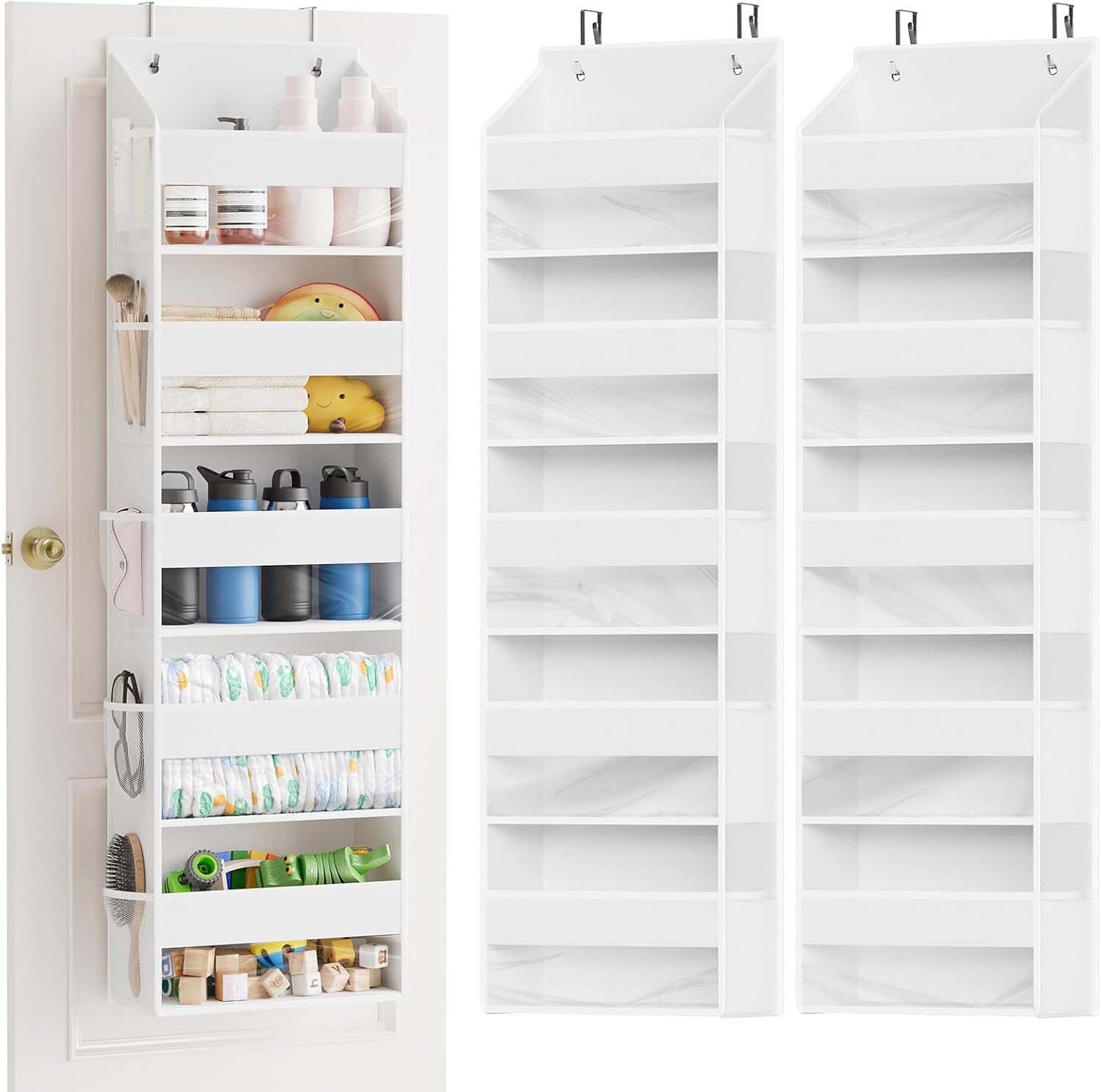 SpaceAid 2 Pack Over The Door Organizer with 5 Large Pockets and 10 Mesh Side Pockets, 5 Layers