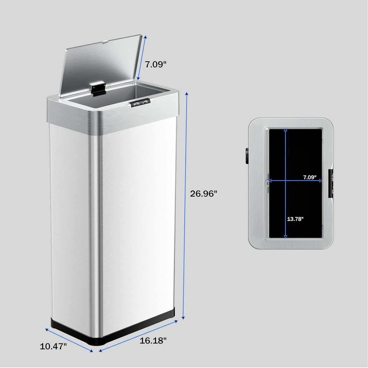 TLSUNNY 16 Gallon Motion Sensor Trash Can,Touchless Automatic Garbage Can,Brushed Stainless Steel
