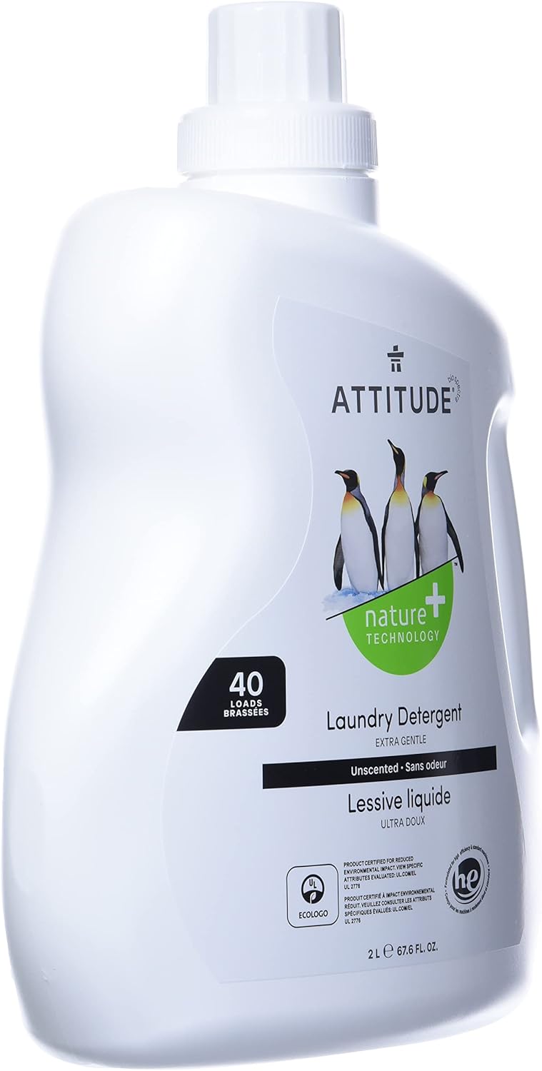 ATTITUDE Liquid Laundry Detergent, EWG Verified, HE Compatible, Plant-Based & Vegan, Natural