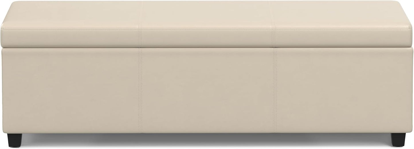 SIMPLIHOME Avalon 54 inch Wide Contemporary Rectangle Extra Large Storage Ottoman Bench in Satin