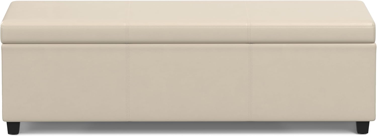 SIMPLIHOME Avalon 54 inch Wide Contemporary Rectangle Extra Large Storage Ottoman Bench in Satin