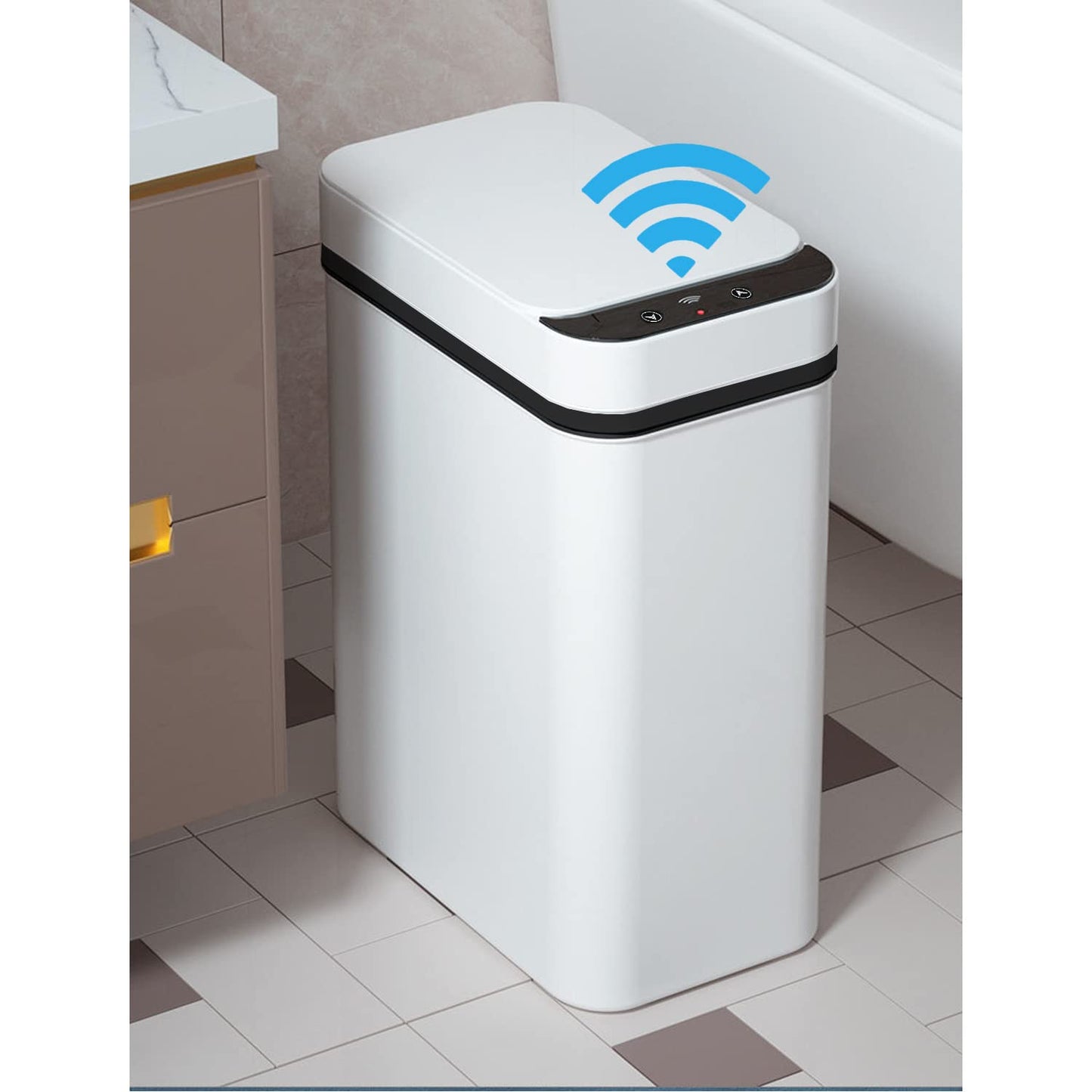 Yatmung 2.5 Gallon Smart Trash Can Sensor Motion - Touchless Bathroom Trash Can - Skinny Trash Bin