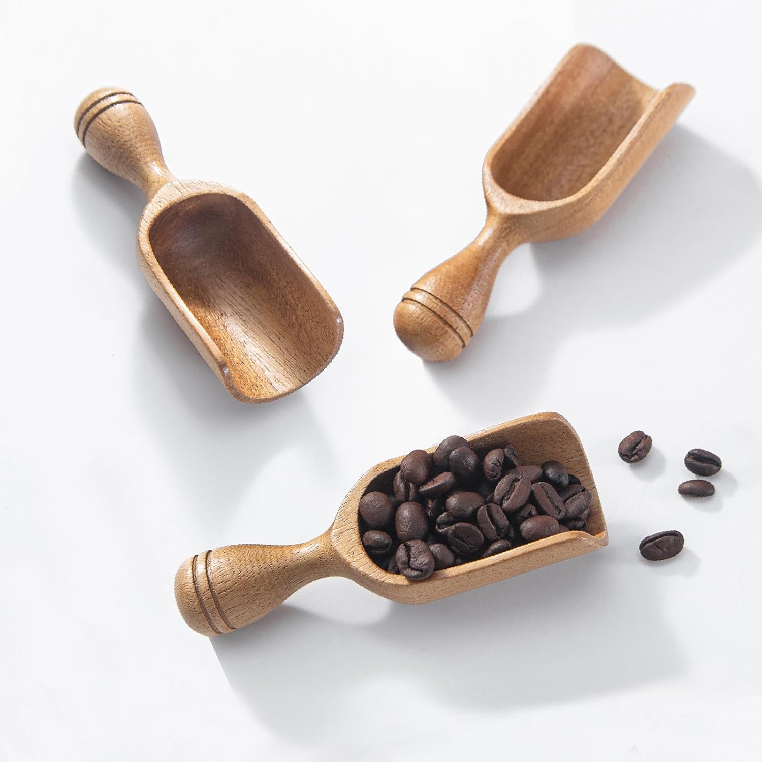 Wooden Scoops for Canisters 3PCS Acacia Wooden Scoop for Jars Small Wood Scoops for Canisters