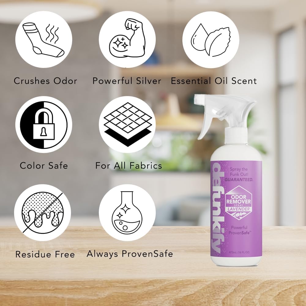 Odor Remover Spray, 16oz (2-Pack). 'Lavender' Essential Oil Odor Eliminator for Strong Odors on