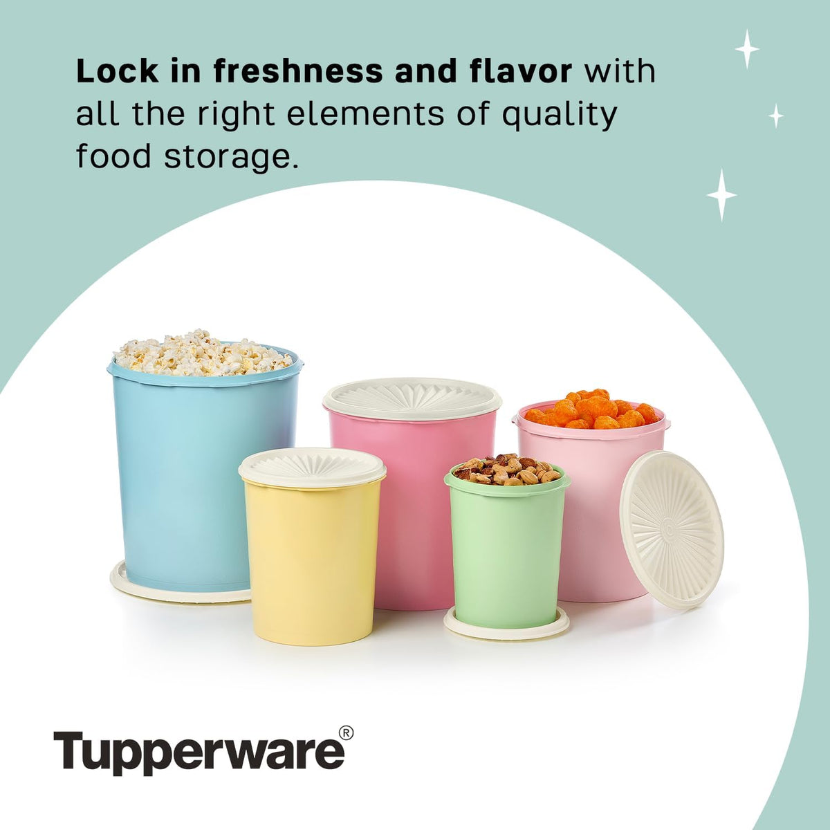 Tupperware Heritage Collection 10 Piece Nested Canister Set in Vintage Colors, Dishwasher Safe and
