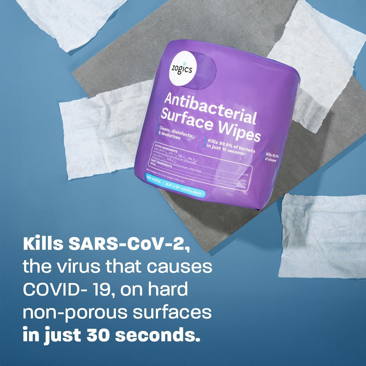 Zogics Antibacterial Disinfecting Wipes – For Sanitizing and Cleaning Surfaces and Equipment, EPA