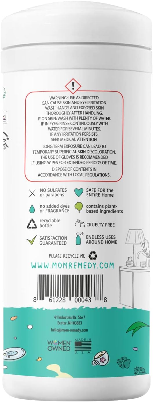 MOMREMEDY Hydrogen Peroxide Cleaning Wipes | All Purpose Cleaner and Stain Remover | Multipurpose