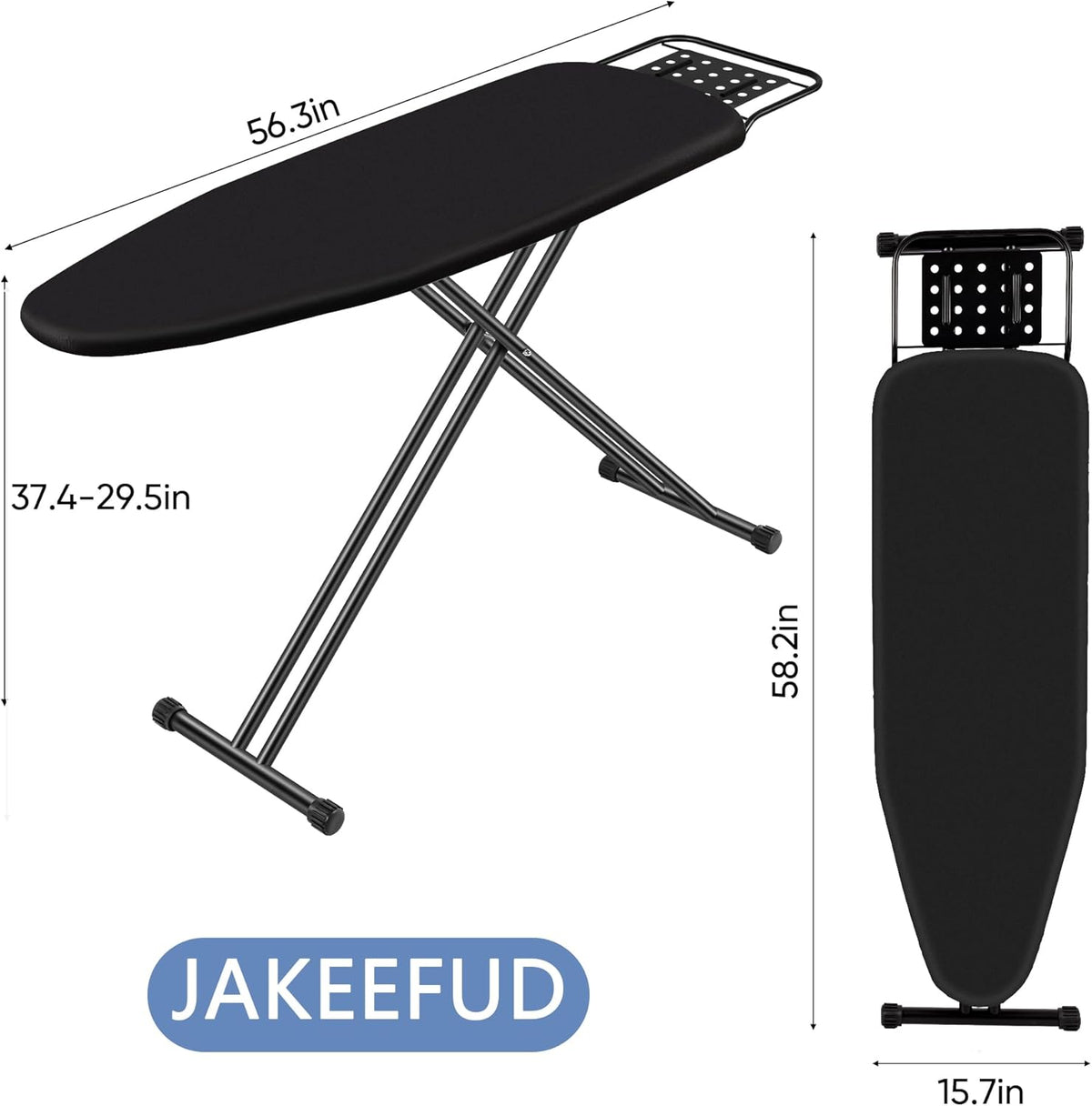 Full Size Ironing Board 47" X 15" with Heat Resistant Cover and Thicken Felt Pad, Safety Iron Rest