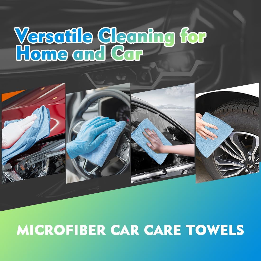HOMEXCEL Microfiber Cleaning Cloth 6 Pack 12.5 x 12.5 inch Microfiber Towels for Cars Ultra