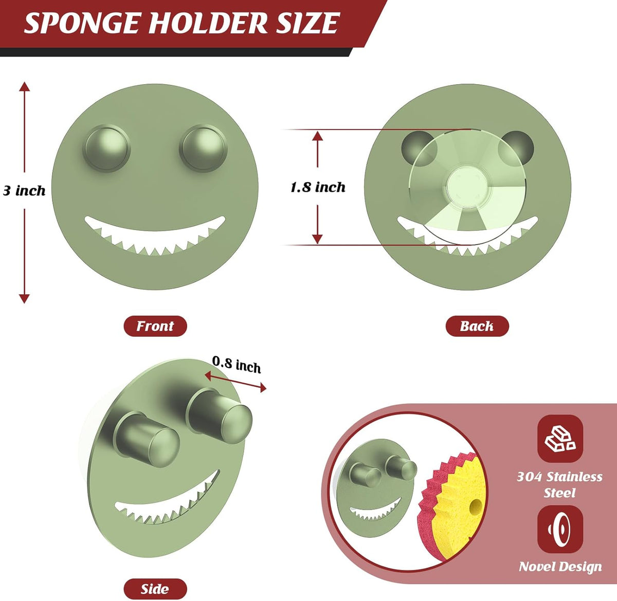 Sponge Holder for Kitchen Sink,Sink Caddy Organizer with Suction Cup Installation for