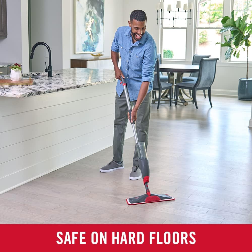 Rubbermaid Reveal Spray Mop Floor Cleaning Kit, 3 Reusable Microfiber Wet Pads, 1 Refillable