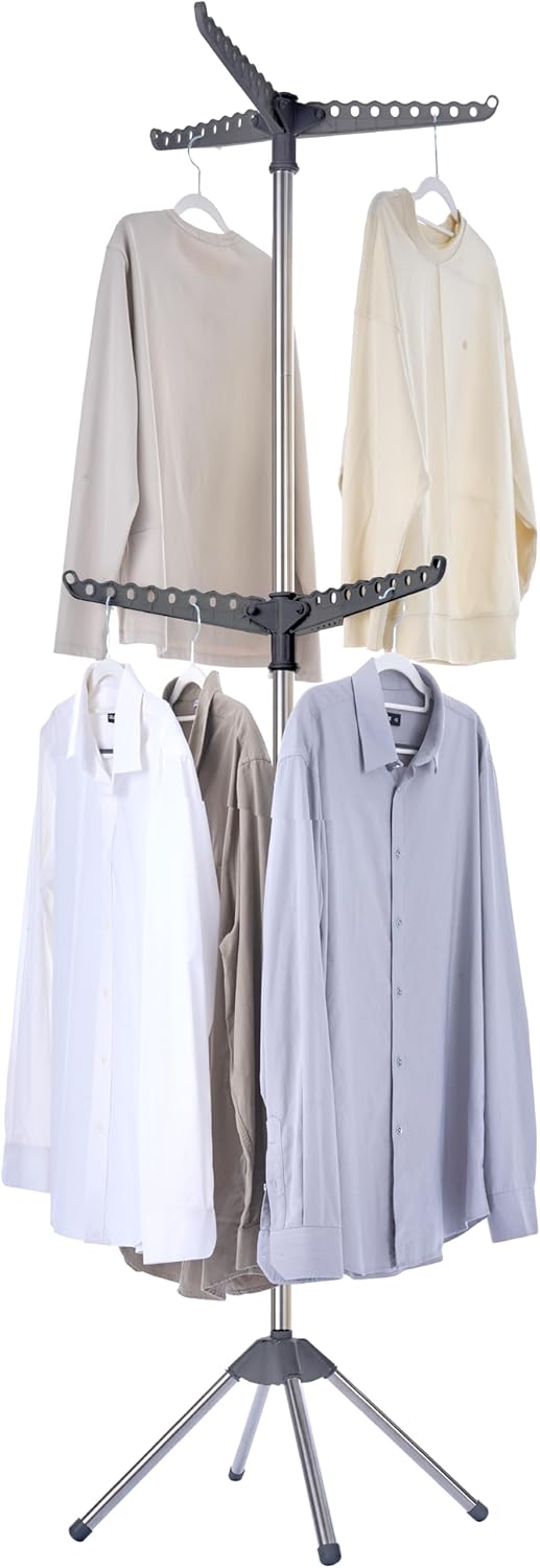 Clothes Drying Rack Foldable, 74.8 inch 2 Tier Laundry Drying Rack with Rotating Clothes Rail for